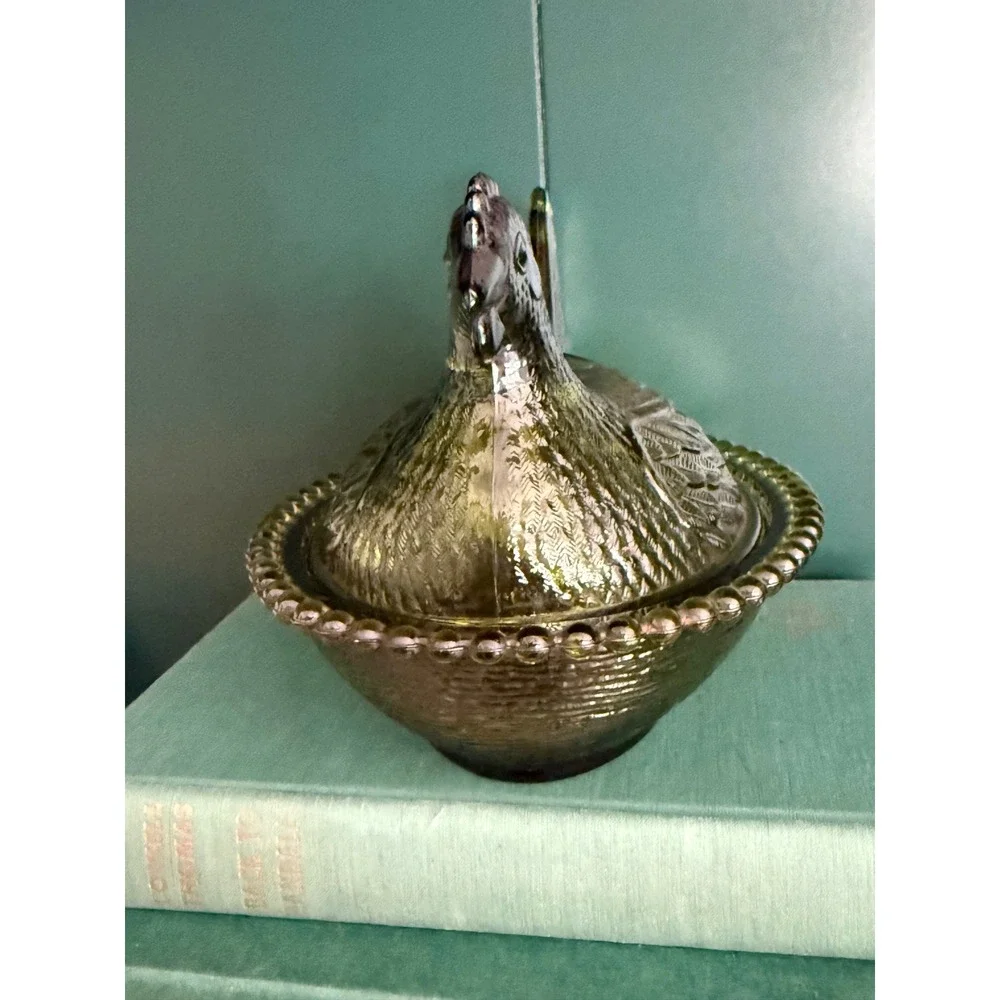 Indiana Glass Hen on Nest Covered Dish | Vintage Chicken Candy Dish |